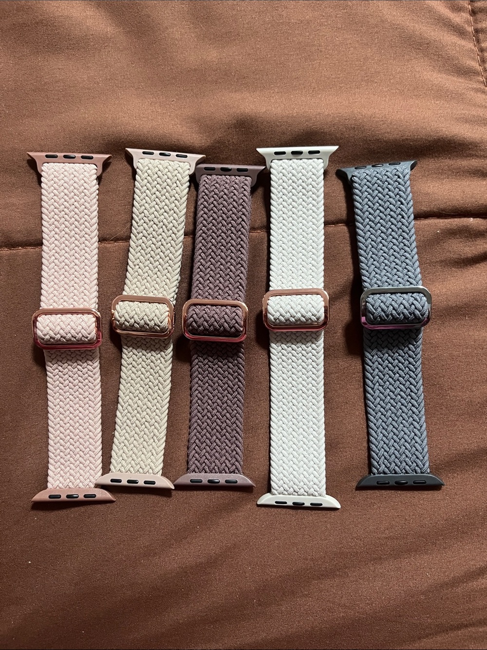 Braided Stretch Watch Band - Pink, Cream, Brown, White, Gray 46mm